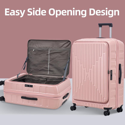 16 Inch Carry On Luggage with 2 Compartments for 14” & 15” Laptop, 16.14*8*17.12” Rolling Briefcase, Lightweight Hardshell ABS+PC Suitcase with Spinner Silent Wheels, for Business Trip, Dark Gray