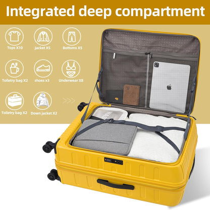 16 Inch Carry On Luggage with 2 Compartments for 14” & 15” Laptop, 16.14*8*17.12” Rolling Briefcase, Lightweight Hardshell ABS+PC Suitcase with Spinner Silent Wheels, for Business Trip, Dark Gray