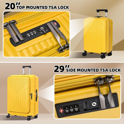 16 Inch Carry On Luggage with 2 Compartments for 14” & 15” Laptop, 16.14*8*17.12” Rolling Briefcase, Lightweight Hardshell ABS+PC Suitcase with Spinner Silent Wheels, for Business Trip, Dark Gray