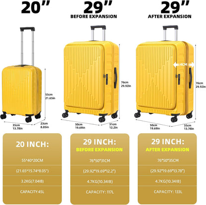 16 Inch Carry On Luggage with 2 Compartments for 14” & 15” Laptop, 16.14*8*17.12” Rolling Briefcase, Lightweight Hardshell ABS+PC Suitcase with Spinner Silent Wheels, for Business Trip, Dark Gray