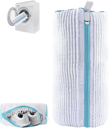 Shoe Washing Bag for Washing Machine,Fluffy Fibers Keep 360° Wrap-around Cleaning, Laundry Shoe Bag for Washer and Dryer,Invisible Zipper Side Opening Reusable Shoe Washing Bag for All Shoes