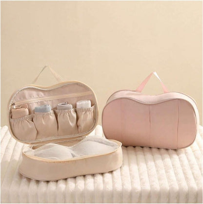 Travel Underwear Organizer Bag 1pc Lightweight Bra Storage Bag, Waterproof Lingerie Organizer - Portable Underwear & Box for Women(Beige)