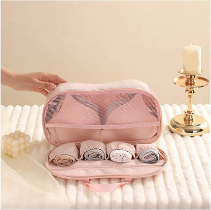 Travel Underwear Organizer Bag 1pc Lightweight Bra Storage Bag, Waterproof Lingerie Organizer - Portable Underwear & Box for Women(Beige)