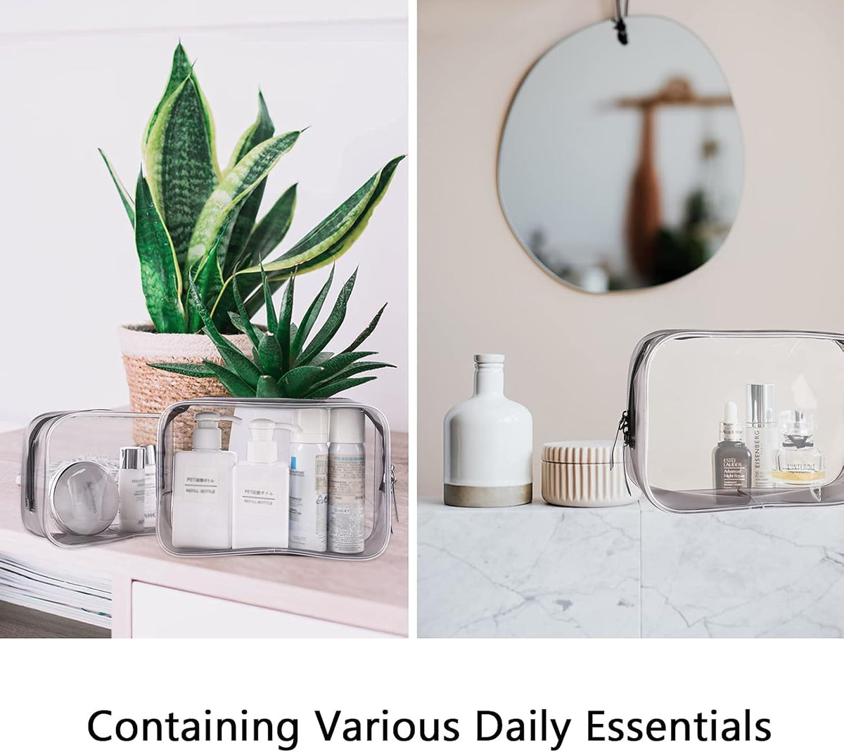 Clear Travel Bags for Toiletries, Lightweight Toiletry Bag, Multipurpose Transparent TSA Cosmetic Bag