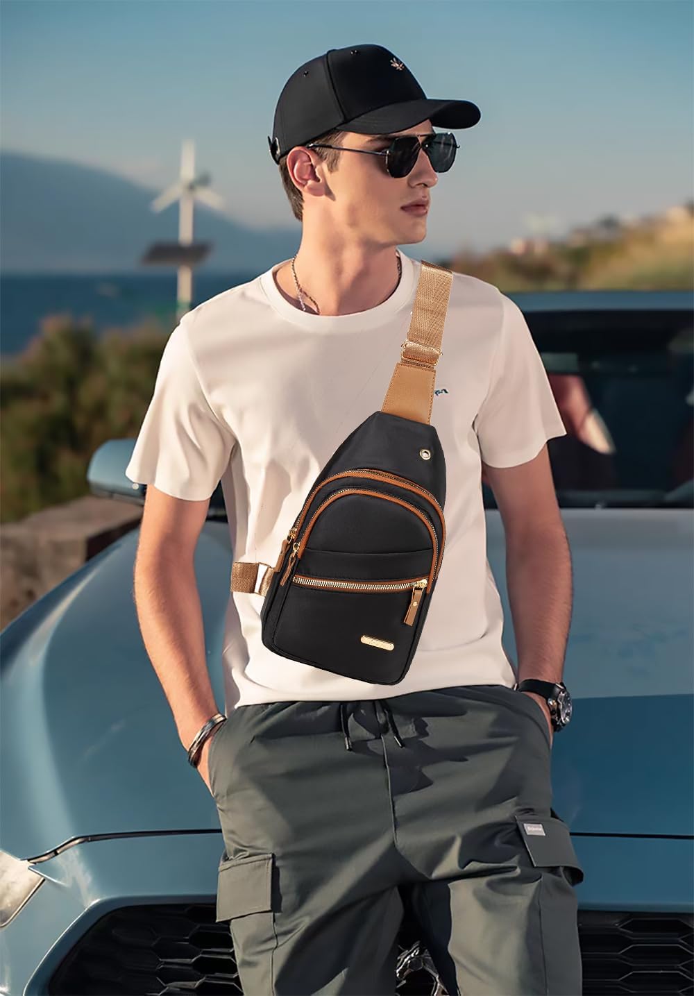 Small Sling Bag Casual Crossbody Sling Backpack for Women Men, Trendy Cross Body Daypack Backpack