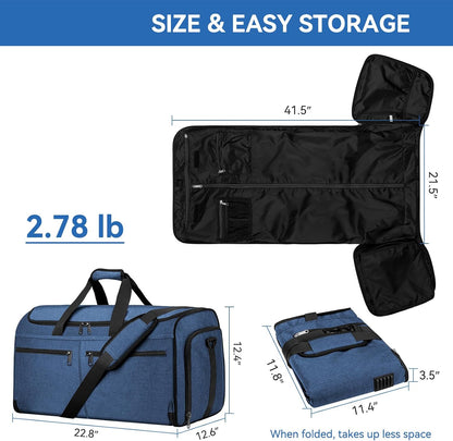 Garment Bags for Travel, Convertible Carry on Duffel Bag for Men Women, Backpack Straps, Shoe Compartment, 3 in 1 Hanging Dress Suit Bags for Men Women
