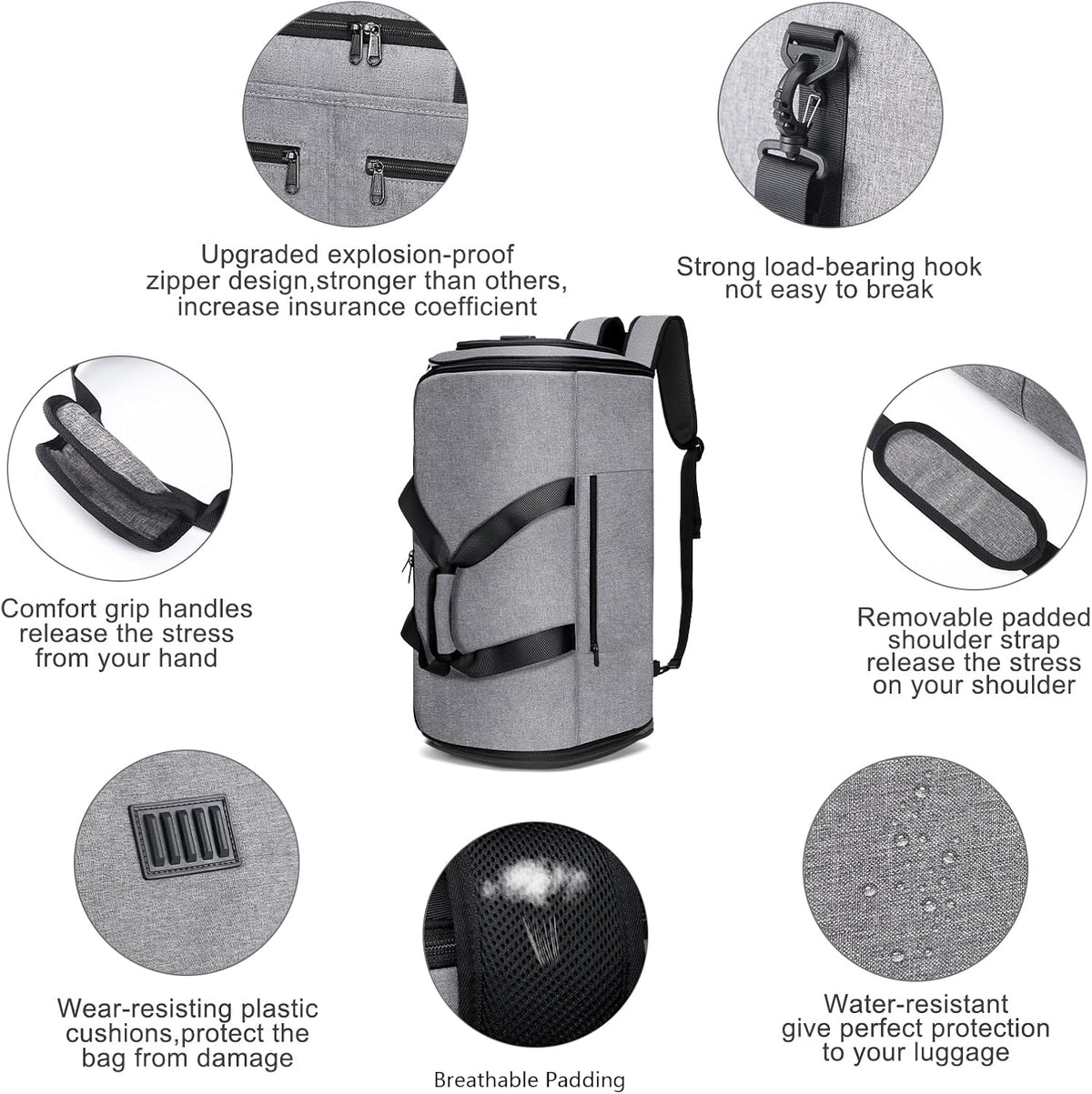Garment Bags for Travel, Convertible Carry on Duffel Bag for Men Women, Backpack Straps, Shoe Compartment, 3 in 1 Hanging Dress Suit Bags for Men Women