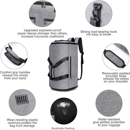 Garment Bags for Travel, Convertible Carry on Duffel Bag for Men Women, Backpack Straps, Shoe Compartment, 3 in 1 Hanging Dress Suit Bags for Men Women