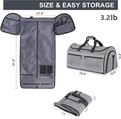 Garment Bags for Travel, Convertible Carry on Duffel Bag for Men Women, Backpack Straps, Shoe Compartment, 3 in 1 Hanging Dress Suit Bags for Men Women