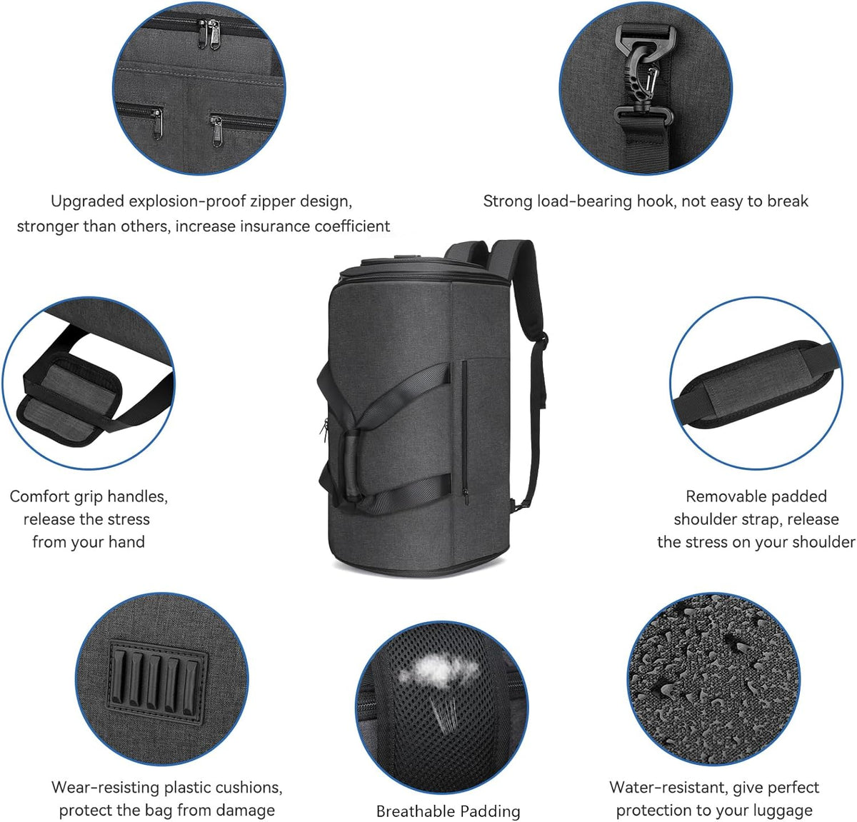 Garment Bags for Travel, Convertible Carry on Duffel Bag for Men Women, Backpack Straps, Shoe Compartment, 3 in 1 Hanging Dress Suit Bags for Men Women