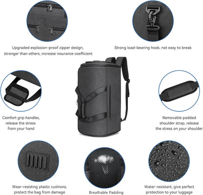 Garment Bags for Travel, Convertible Carry on Duffel Bag for Men Women, Backpack Straps, Shoe Compartment, 3 in 1 Hanging Dress Suit Bags for Men Women