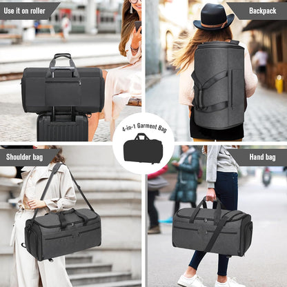 Garment Bags for Travel, Convertible Carry on Duffel Bag for Men Women, Backpack Straps, Shoe Compartment, 3 in 1 Hanging Dress Suit Bags for Men Women