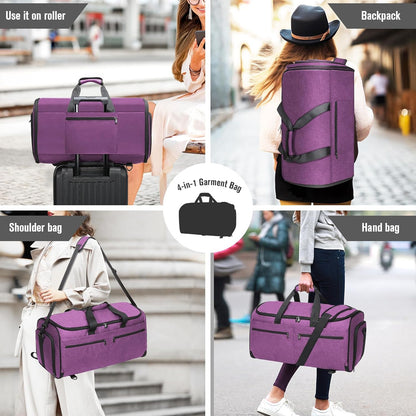 Garment Bags for Travel, Convertible Carry on Duffel Bag for Men Women, Backpack Straps, Shoe Compartment, 3 in 1 Hanging Dress Suit Bags for Men Women