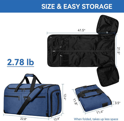 Garment Bags for Travel, Convertible Carry on Duffel Bag for Men Women, Backpack Straps, Shoe Compartment, 3 in 1 Hanging Dress Suit Bags for Men Women