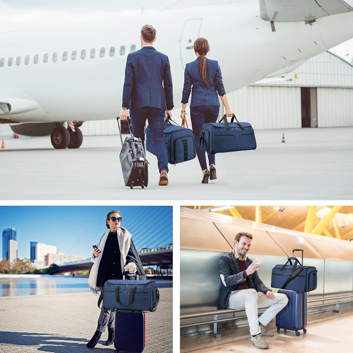 Garment Bags for Travel, Convertible Carry on Duffel Bag for Men Women, Backpack Straps, Shoe Compartment, 3 in 1 Hanging Dress Suit Bags for Men Women