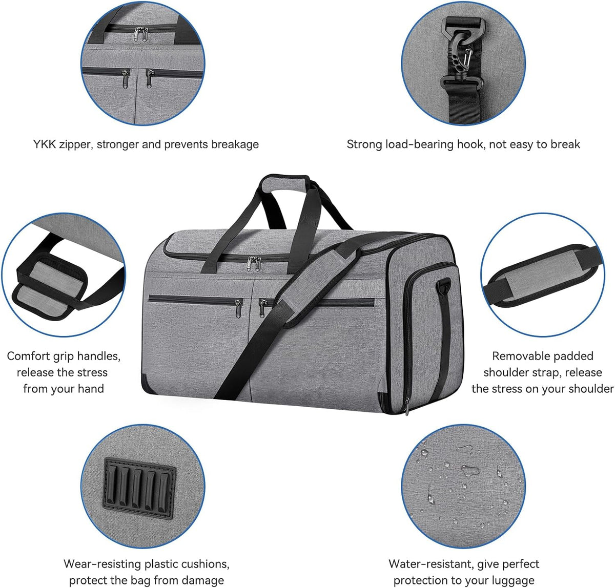 Garment Bags for Travel, Convertible Carry on Duffel Bag for Men Women, Backpack Straps, Shoe Compartment, 3 in 1 Hanging Dress Suit Bags for Men Women