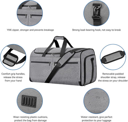 Garment Bags for Travel, Convertible Carry on Duffel Bag for Men Women, Backpack Straps, Shoe Compartment, 3 in 1 Hanging Dress Suit Bags for Men Women