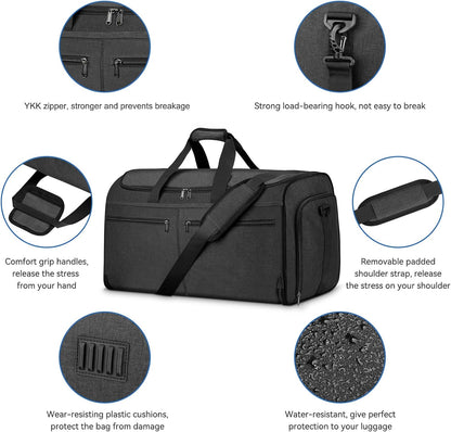 Garment Bags for Travel, Convertible Carry on Duffel Bag for Men Women, Backpack Straps, Shoe Compartment, 3 in 1 Hanging Dress Suit Bags for Men Women