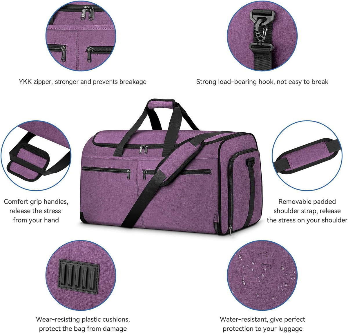 Garment Bags for Travel, Convertible Carry on Duffel Bag for Men Women, Backpack Straps, Shoe Compartment, 3 in 1 Hanging Dress Suit Bags for Men Women