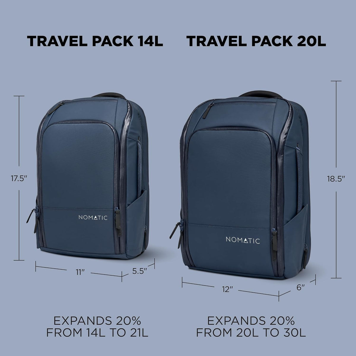 20L Travel Pack - Mens Travel Backpack - Expandable to 30L - Water Resistant Daypack - TSA-Ready - Lightweight Business Traveling Backpack for Men - 16" Laptop Compartment