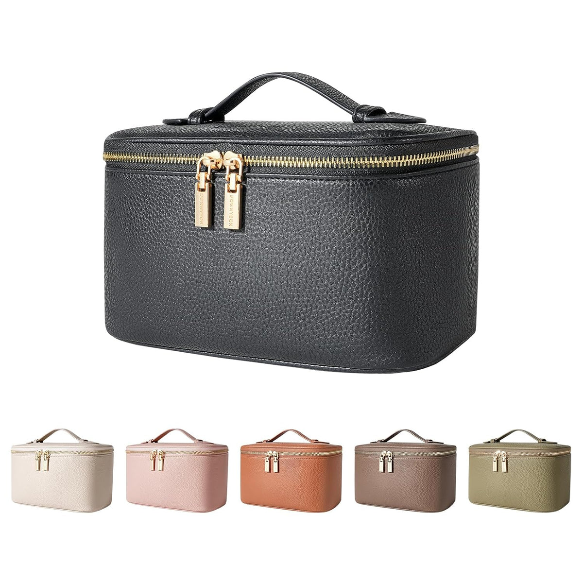 Cosmetic Bag,ROWNYEON Makeup Bag,Portable Makeup Train Case,Travel Toiletry Bag Case Organizer for Women,Brown