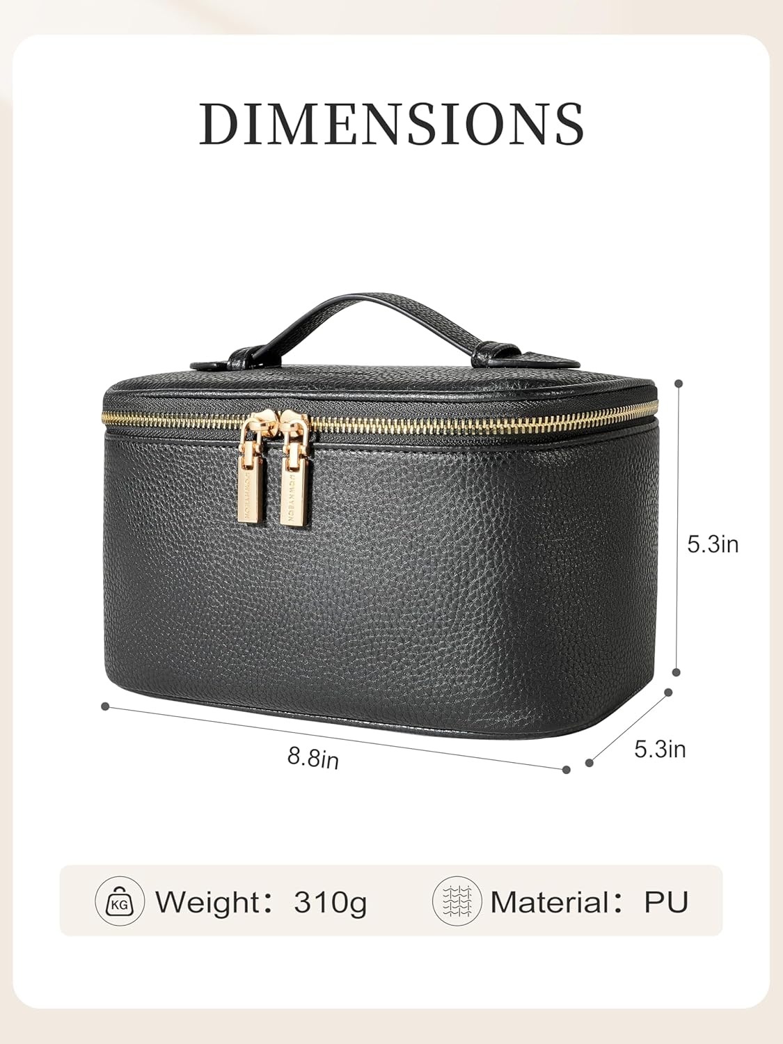 Cosmetic Bag,ROWNYEON Makeup Bag,Portable Makeup Train Case,Travel Toiletry Bag Case Organizer for Women,Brown