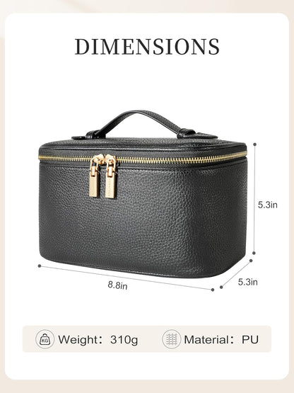 Cosmetic Bag,ROWNYEON Makeup Bag,Portable Makeup Train Case,Travel Toiletry Bag Case Organizer for Women,Brown