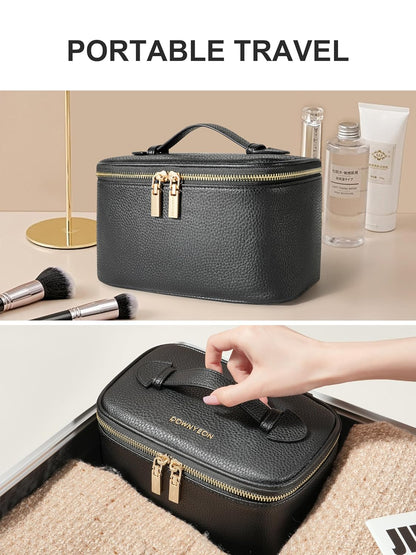 Cosmetic Bag,ROWNYEON Makeup Bag,Portable Makeup Train Case,Travel Toiletry Bag Case Organizer for Women,Brown