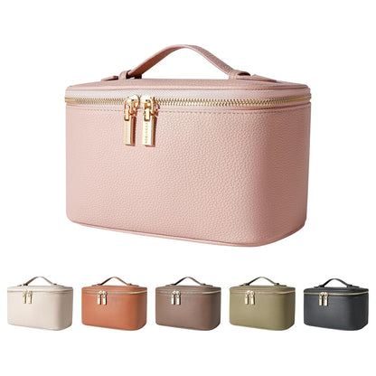 Cosmetic Bag,ROWNYEON Makeup Bag,Portable Makeup Train Case,Travel Toiletry Bag Case Organizer for Women,Brown