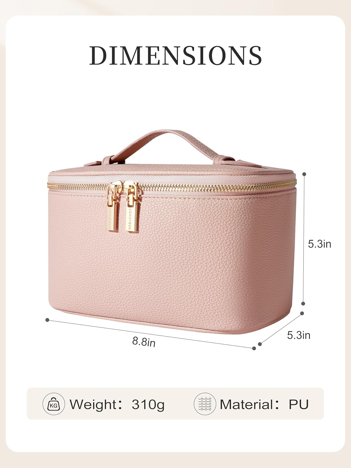 Cosmetic Bag,ROWNYEON Makeup Bag,Portable Makeup Train Case,Travel Toiletry Bag Case Organizer for Women,Brown