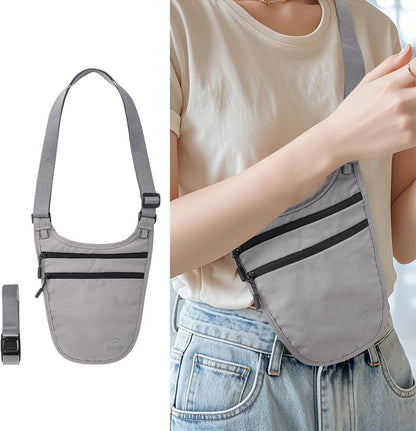 Crossbody Money Belt for Travel Women & Men Hidden, Travel Wallet Pouch - Slim Passport Holde, RFID Blocking Neck Wallet Under Clothes to Protect Cash, Credit Cards and Documents (BLACK)