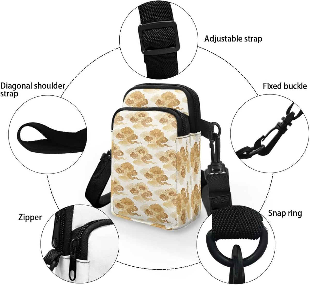 Ditsy Flower Small Crossbody Bag for Women Sea Turtle Cell Phone Purse Travel Shoulder Wallet with Adjustable Strap
