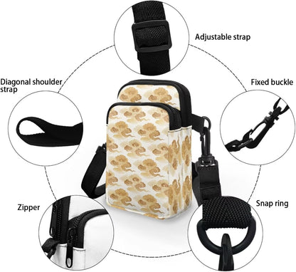Ditsy Flower Small Crossbody Bag for Women Sea Turtle Cell Phone Purse Travel Shoulder Wallet with Adjustable Strap