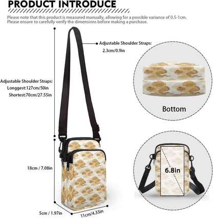 Ditsy Flower Small Crossbody Bag for Women Sea Turtle Cell Phone Purse Travel Shoulder Wallet with Adjustable Strap
