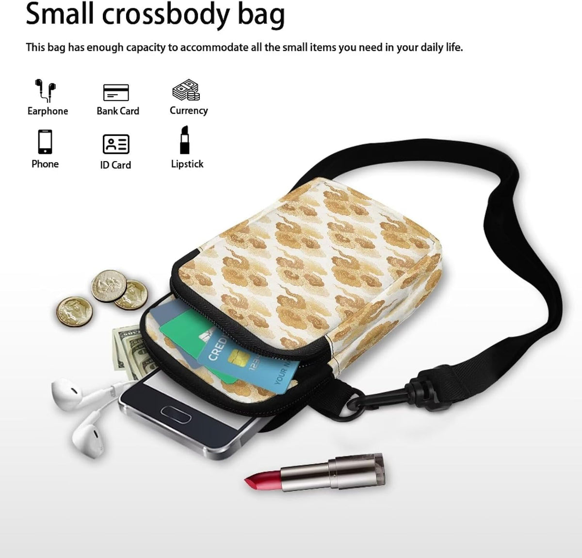 Ditsy Flower Small Crossbody Bag for Women Sea Turtle Cell Phone Purse Travel Shoulder Wallet with Adjustable Strap