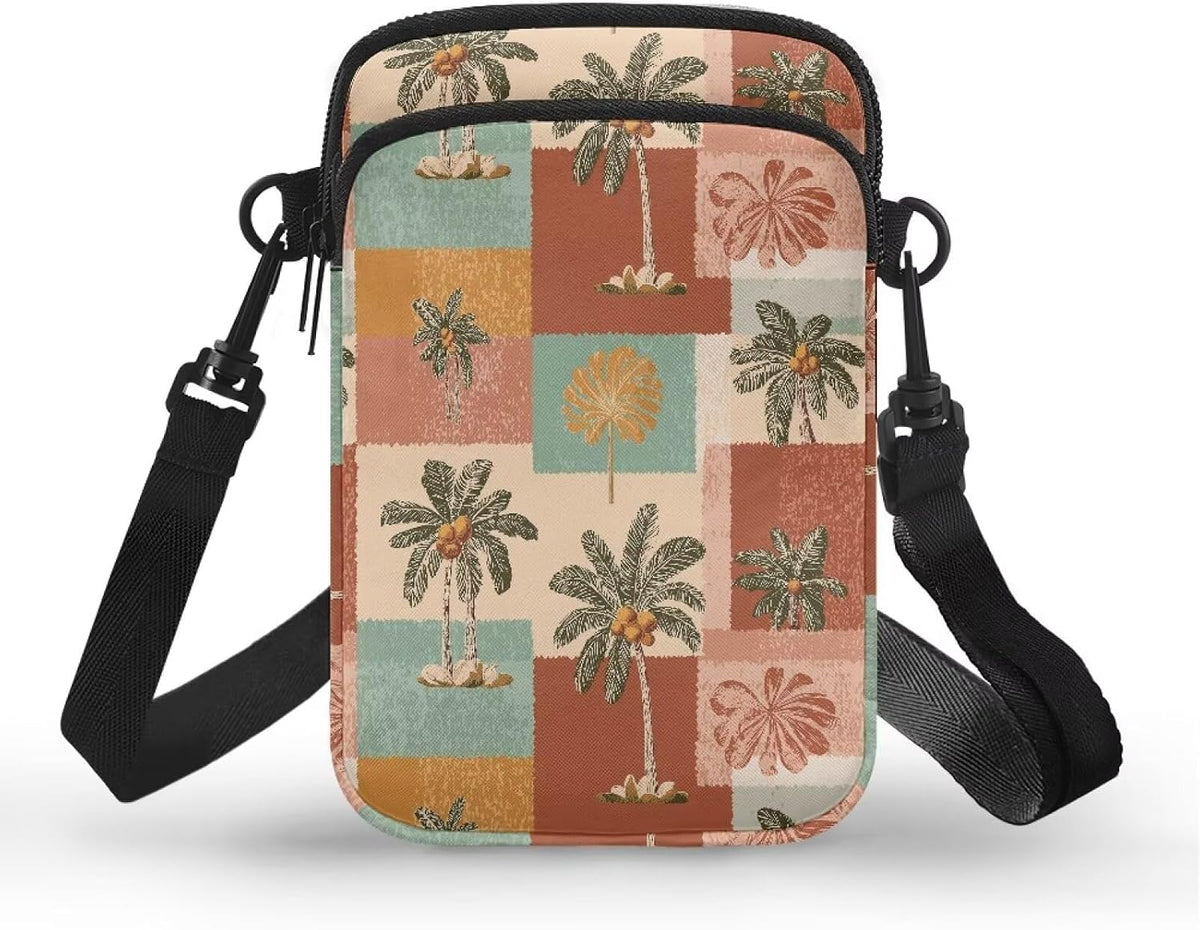 Ditsy Flower Small Crossbody Bag for Women Sea Turtle Cell Phone Purse Travel Shoulder Wallet with Adjustable Strap