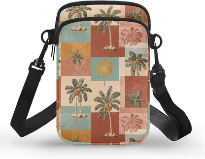 Ditsy Flower Small Crossbody Bag for Women Sea Turtle Cell Phone Purse Travel Shoulder Wallet with Adjustable Strap