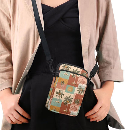 Ditsy Flower Small Crossbody Bag for Women Sea Turtle Cell Phone Purse Travel Shoulder Wallet with Adjustable Strap