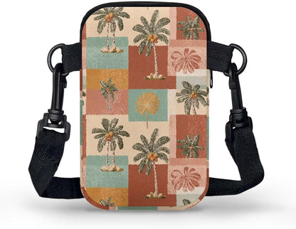 Ditsy Flower Small Crossbody Bag for Women Sea Turtle Cell Phone Purse Travel Shoulder Wallet with Adjustable Strap
