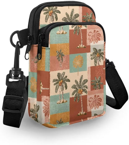 Ditsy Flower Small Crossbody Bag for Women Sea Turtle Cell Phone Purse Travel Shoulder Wallet with Adjustable Strap