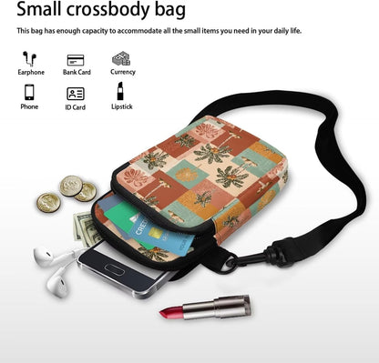 Ditsy Flower Small Crossbody Bag for Women Sea Turtle Cell Phone Purse Travel Shoulder Wallet with Adjustable Strap