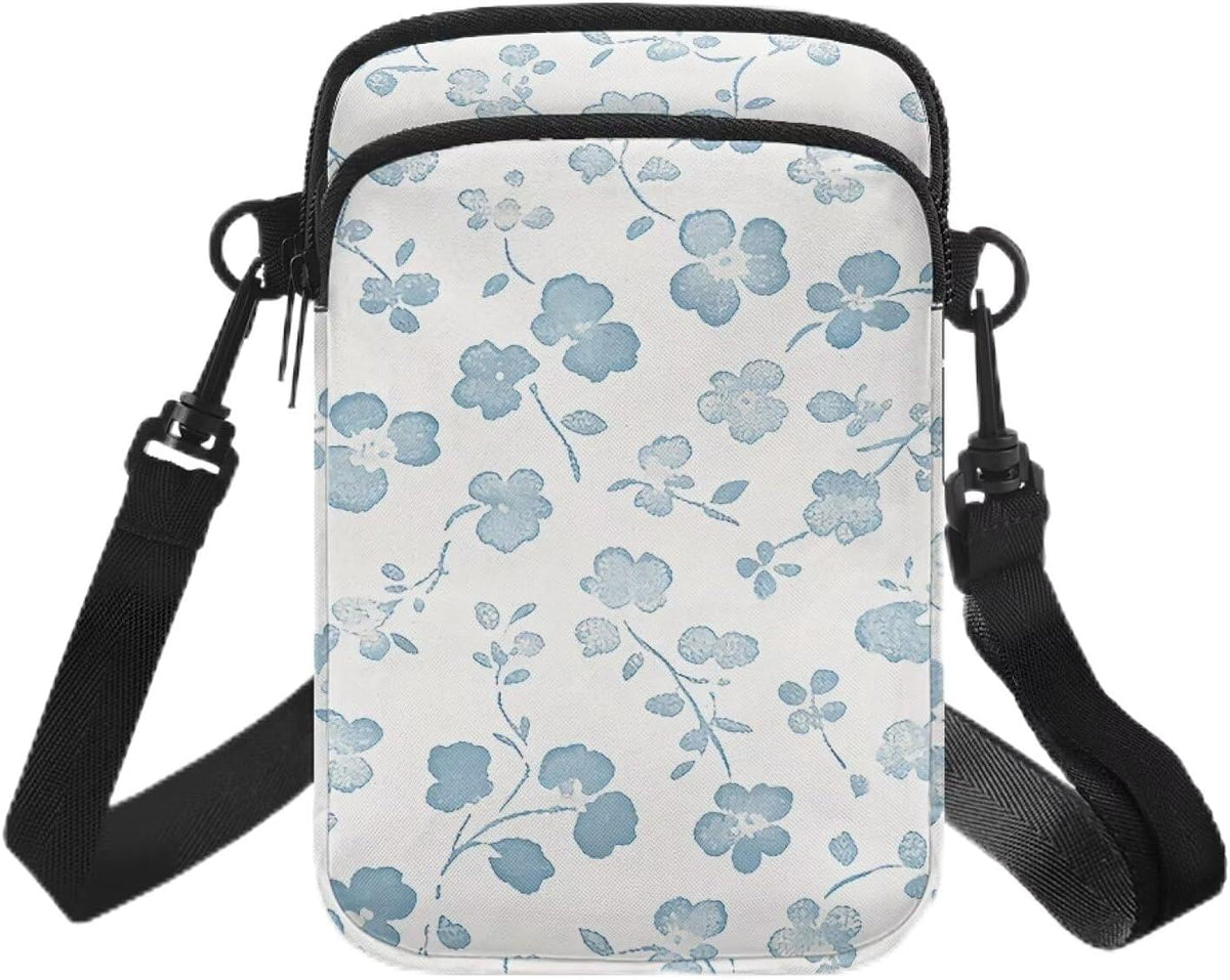 Ditsy Flower Small Crossbody Bag for Women Sea Turtle Cell Phone Purse Travel Shoulder Wallet with Adjustable Strap
