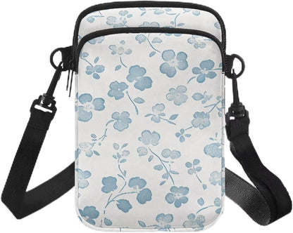 Ditsy Flower Small Crossbody Bag for Women Sea Turtle Cell Phone Purse Travel Shoulder Wallet with Adjustable Strap
