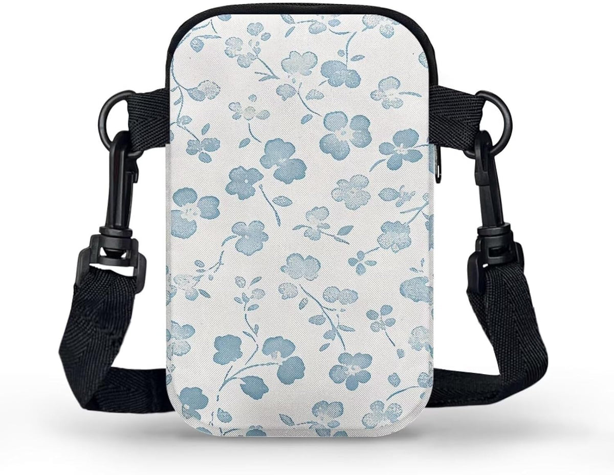 Ditsy Flower Small Crossbody Bag for Women Sea Turtle Cell Phone Purse Travel Shoulder Wallet with Adjustable Strap