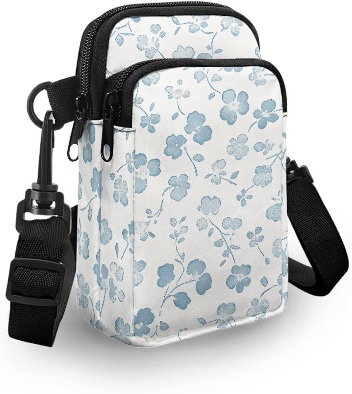 Ditsy Flower Small Crossbody Bag for Women Sea Turtle Cell Phone Purse Travel Shoulder Wallet with Adjustable Strap