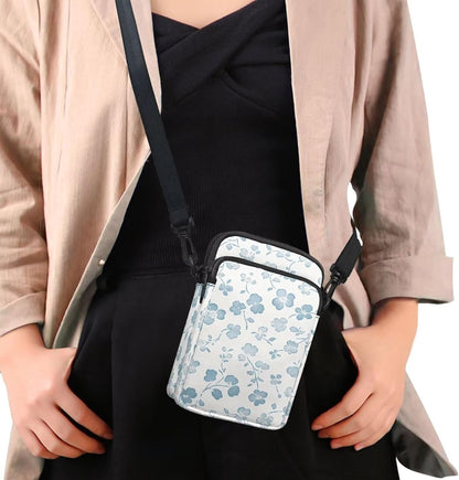 Ditsy Flower Small Crossbody Bag for Women Sea Turtle Cell Phone Purse Travel Shoulder Wallet with Adjustable Strap