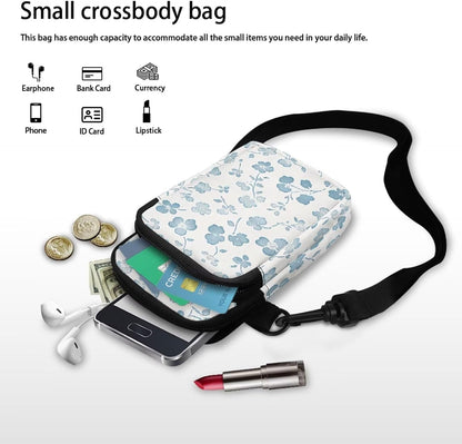 Ditsy Flower Small Crossbody Bag for Women Sea Turtle Cell Phone Purse Travel Shoulder Wallet with Adjustable Strap