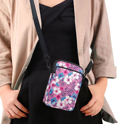 Ditsy Flower Small Crossbody Bag for Women Sea Turtle Cell Phone Purse Travel Shoulder Wallet with Adjustable Strap