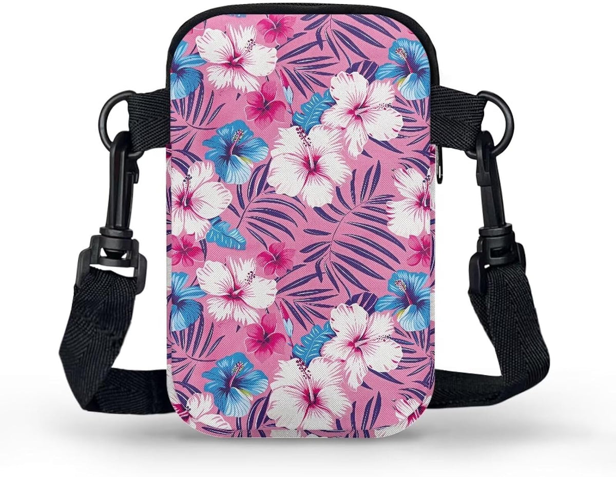 Ditsy Flower Small Crossbody Bag for Women Sea Turtle Cell Phone Purse Travel Shoulder Wallet with Adjustable Strap