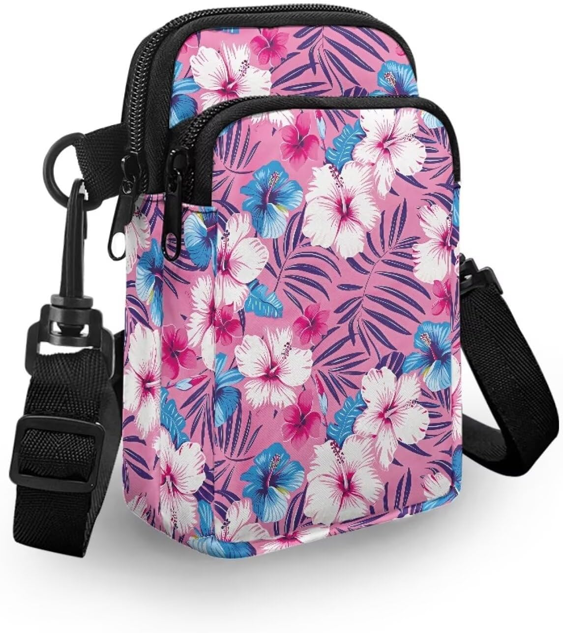 Ditsy Flower Small Crossbody Bag for Women Sea Turtle Cell Phone Purse Travel Shoulder Wallet with Adjustable Strap